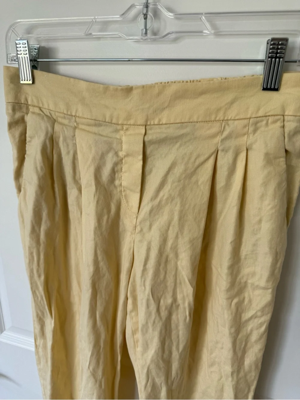 Aritzia Babaton Butter Yellow Linen Blend Pants Size 4